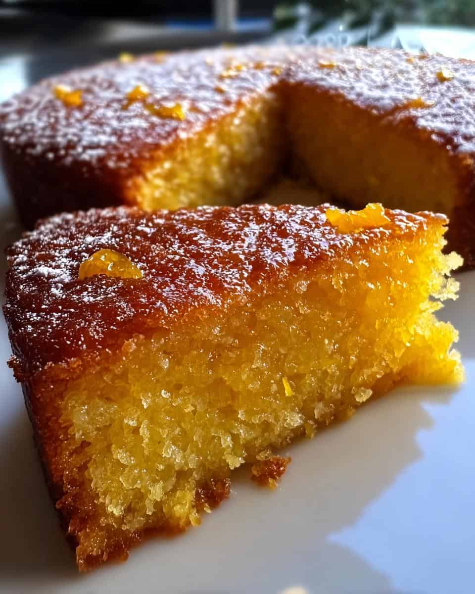 Sweet lemon cake with a moist, tender crumb, topped with powdered sugar and candied lemon peel. Perfect for desserts or afternoon snacks. Freshly baked and beautifully presented.