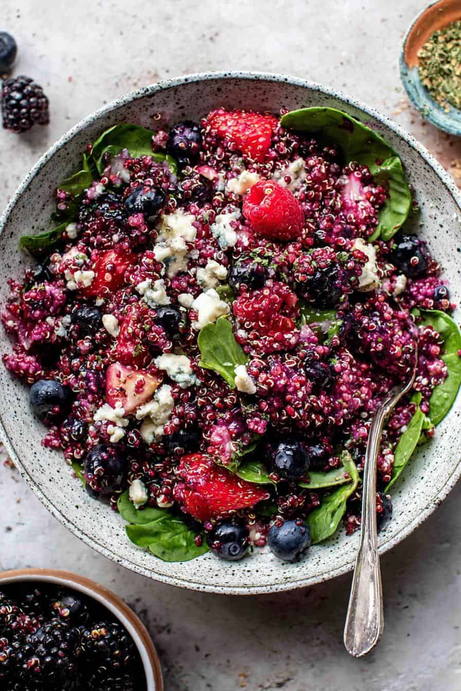 Fresh Berry Quinoa Salad with Gorgonzola and Lemon Honey Dressing - detail 1