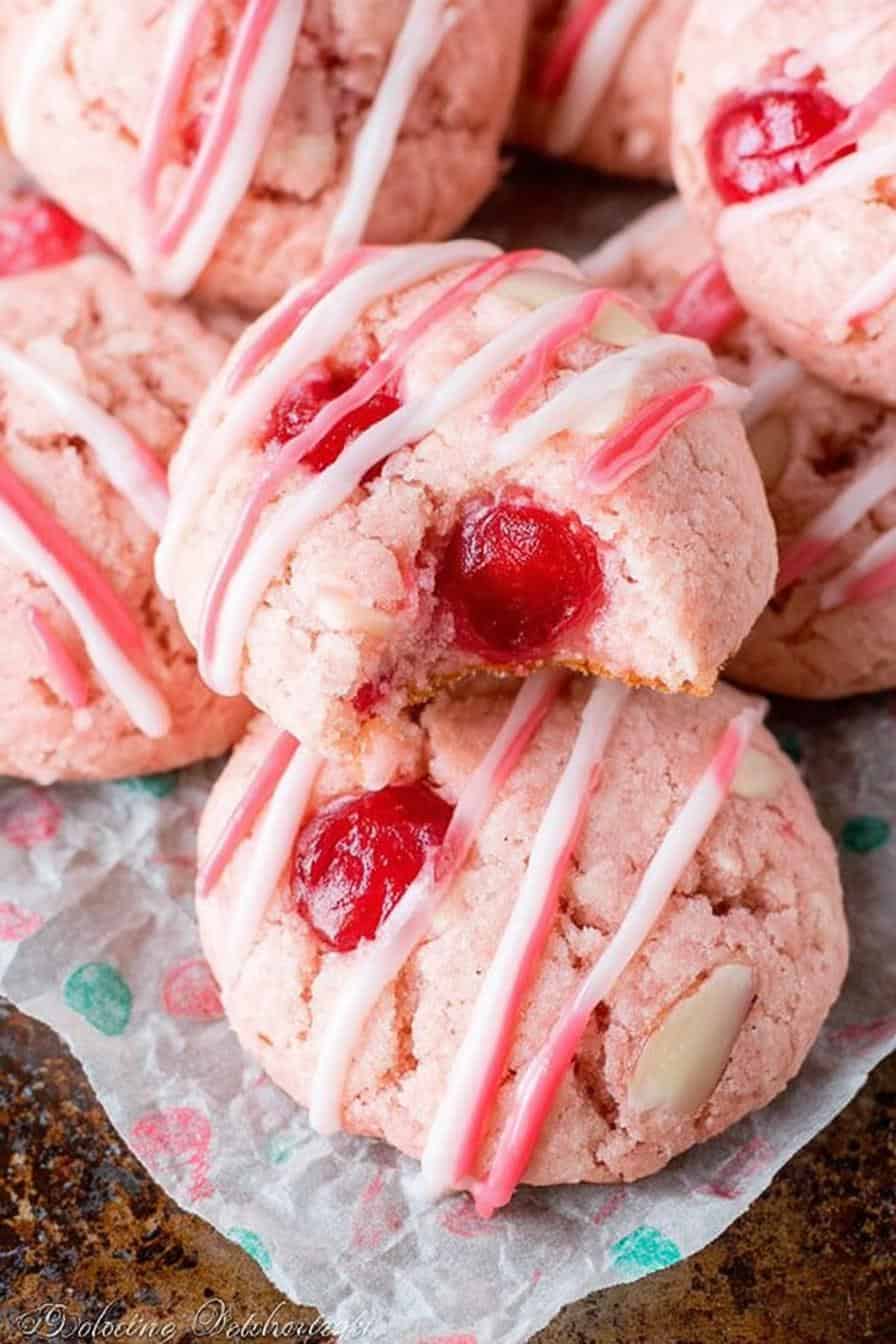 Cherry Almond Shortbread Cookies Recipe