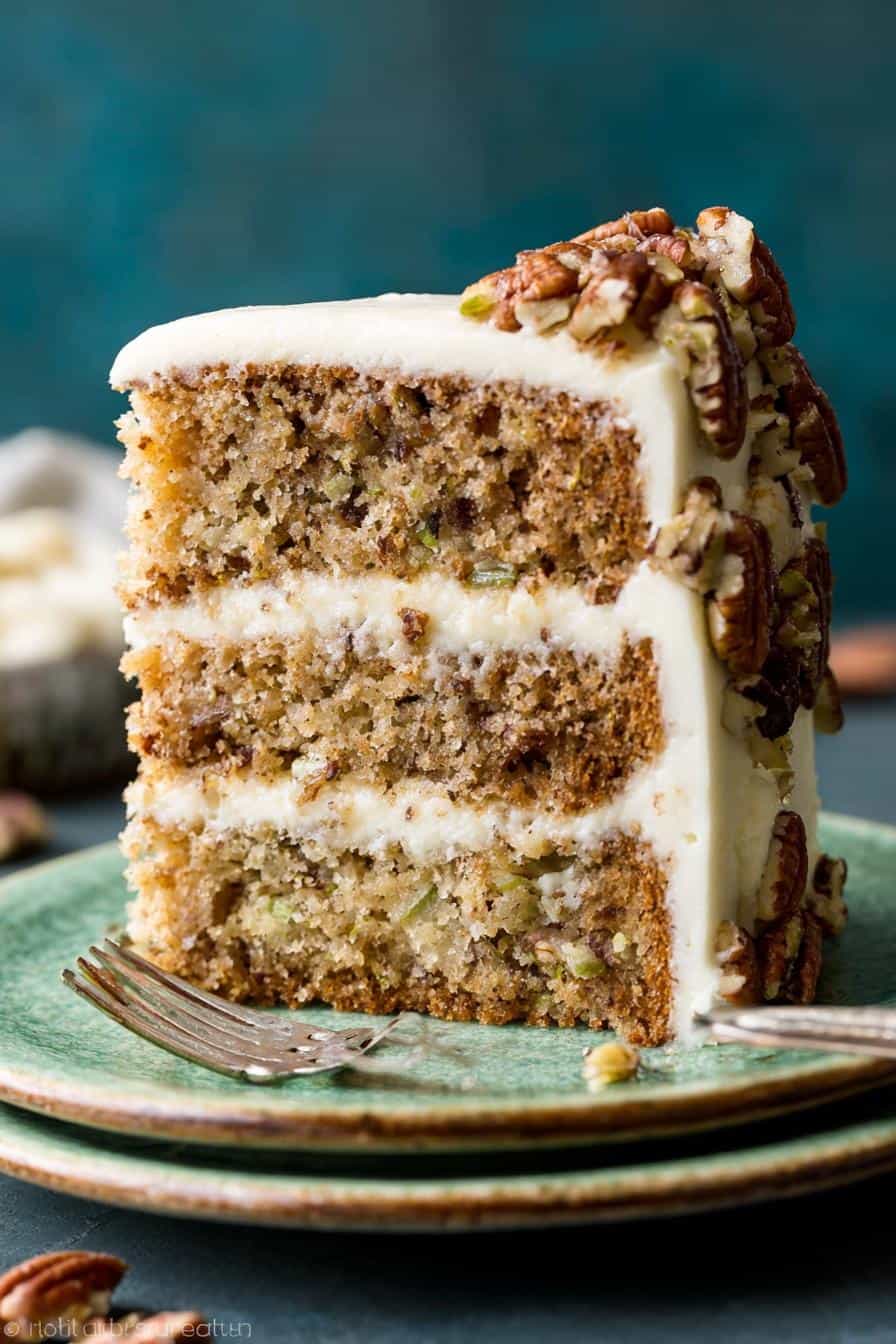Classic three-layer hummingbird cake recipe with cream cheese frosting, banana, pineapple, and toasted pecans - detail 2